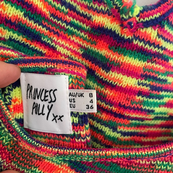 princess polly Multicolor Knit Mini Dress Halter Bodycon Backless Knitted - Picture 4 of 6